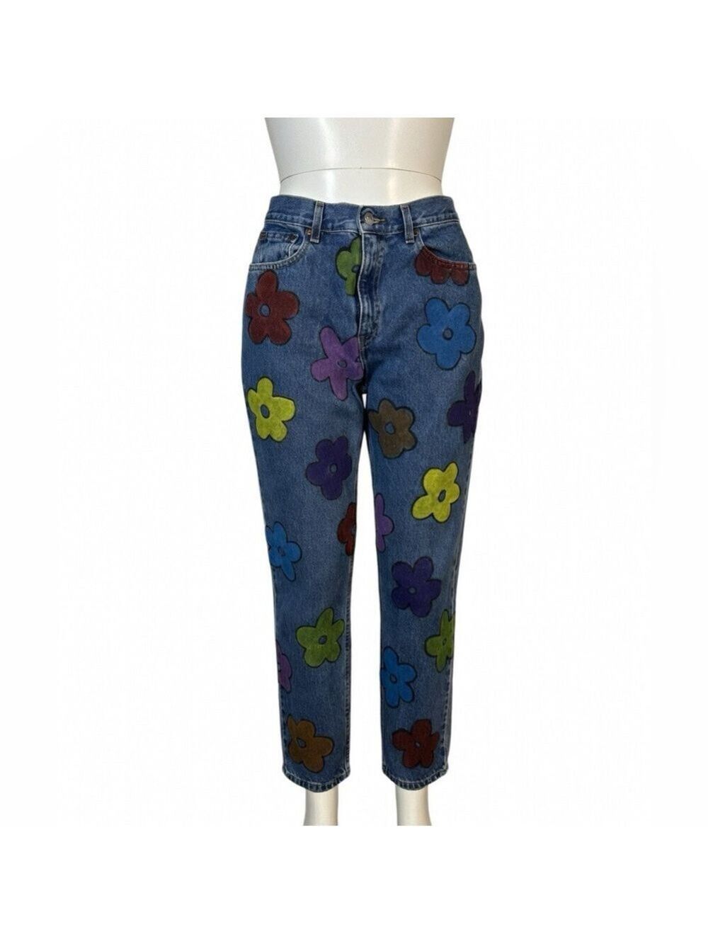 CUSTOM Levi Strauss 10 Woman’s Jeans 550 Floral Pattern